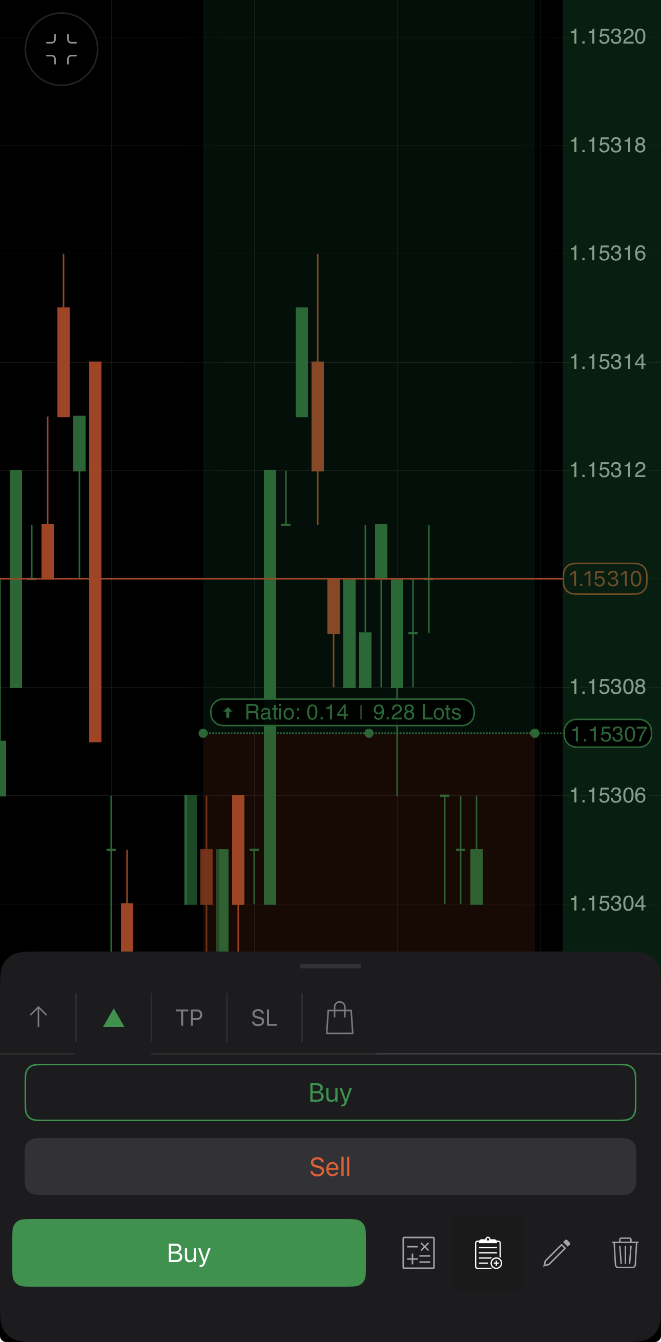 Switching a risk-reward plan between buy and sell in cTrader Mobile