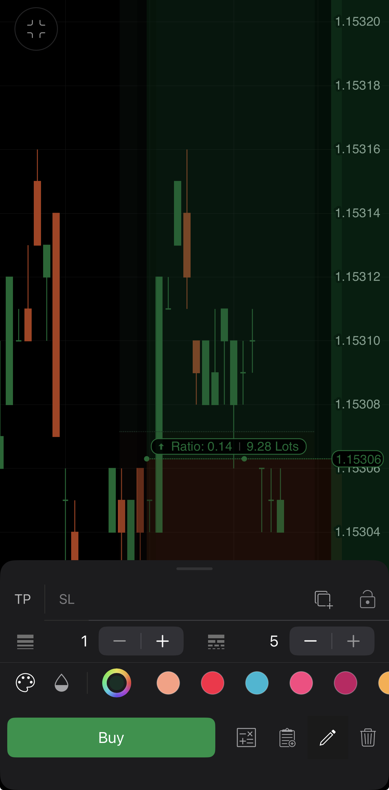 Styling the risk-reward tool in cTrader Mobile