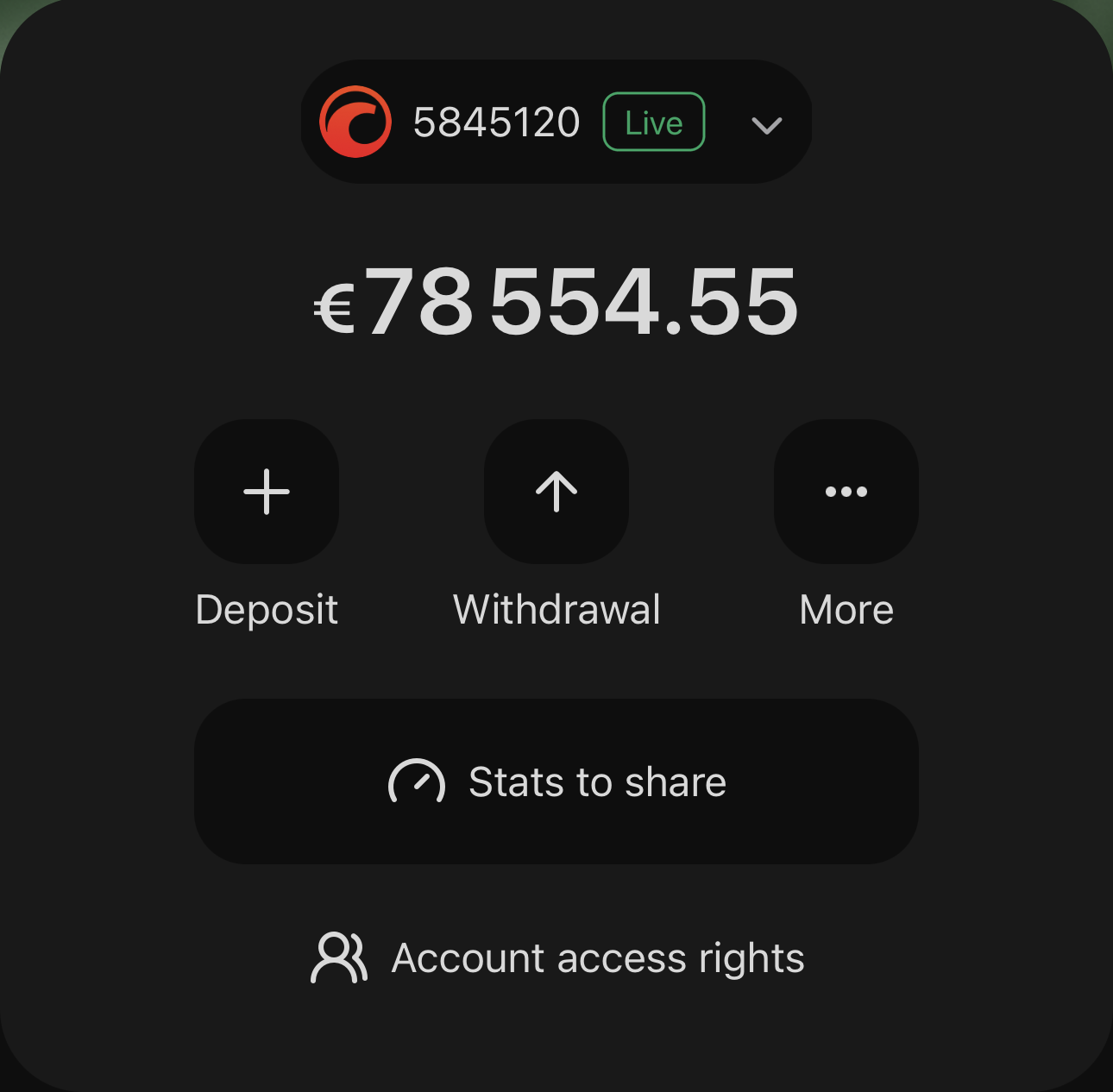 The active account at the top of My cTrader