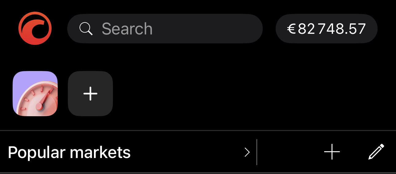 The plugin bar in cTrader Mobile