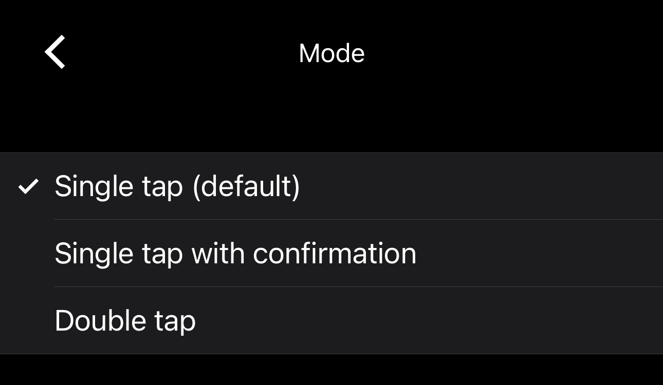 The Quick Trade Mode options in cTrader Mobile