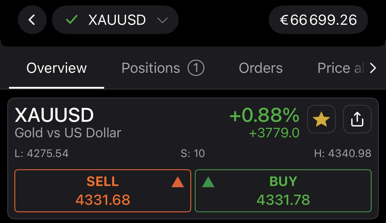 Sell and Buy in the Symbol section in cTrader Mobile with Quick Trade off